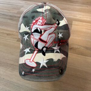Red Monkey Los Angeles Martini Pinup Girl Trucker Hat Snapback Cap Leather Camo